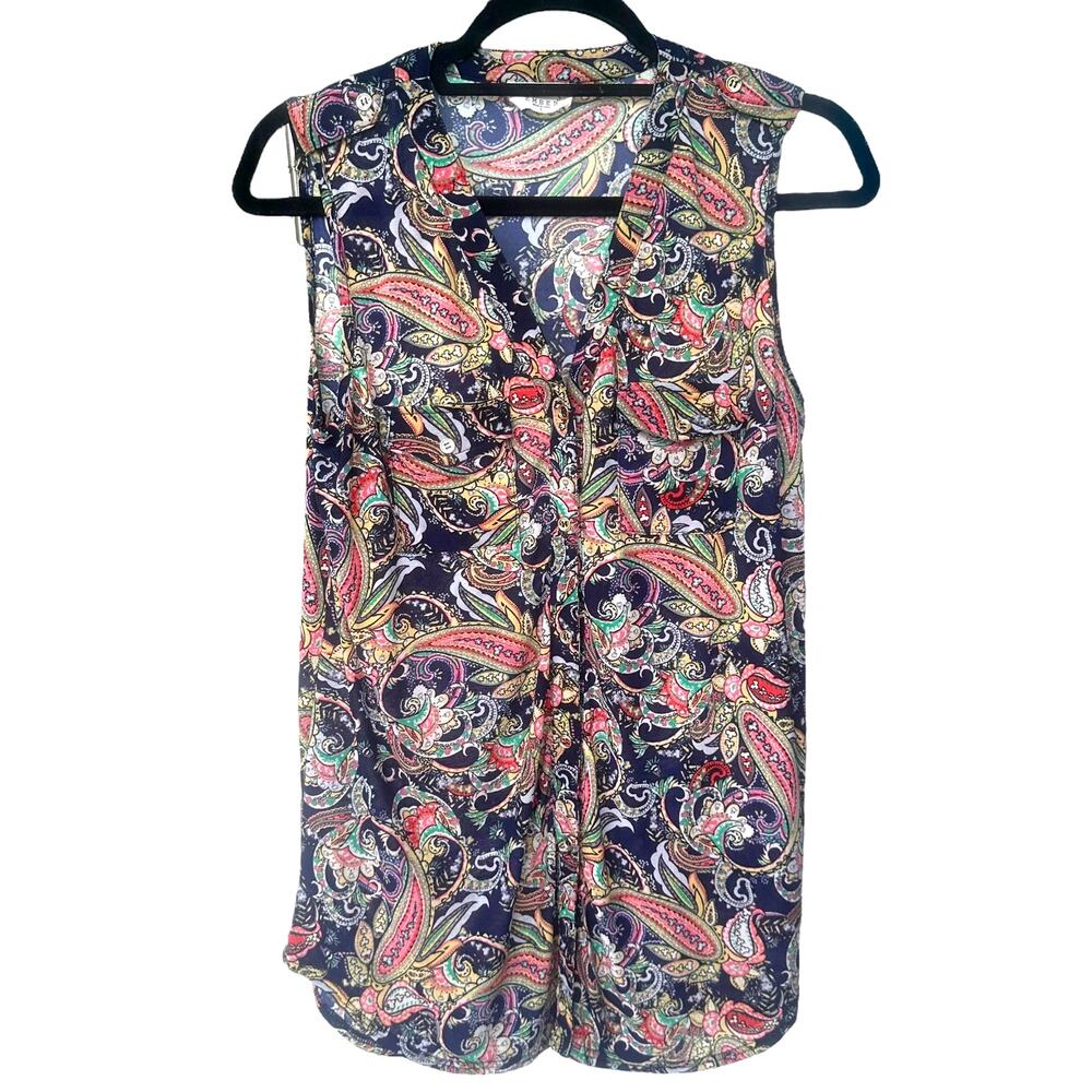 Ember V-Neck Casual Tank Top Paisley Size Small